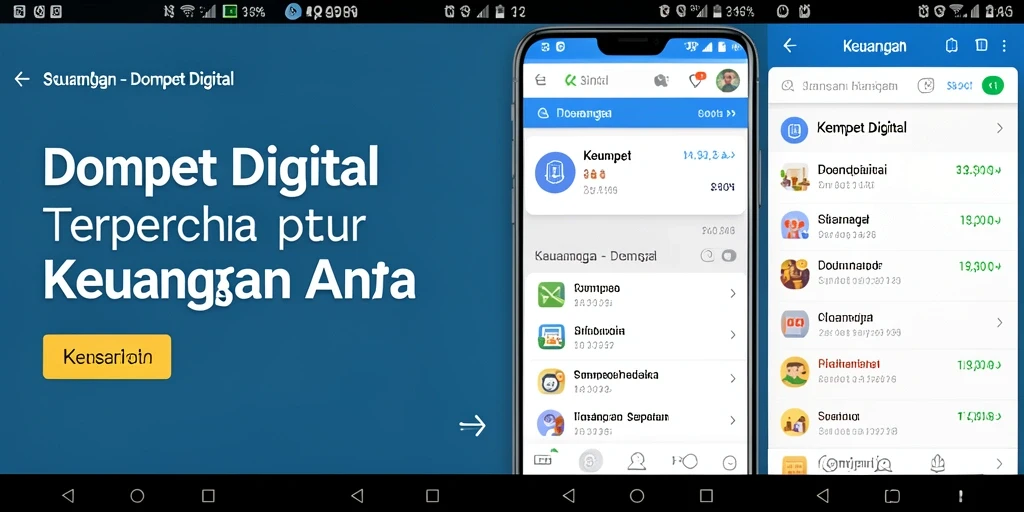 Tampilan antarmuka aplikasi Dompet Digital 3446 yang modern dan intuitif.